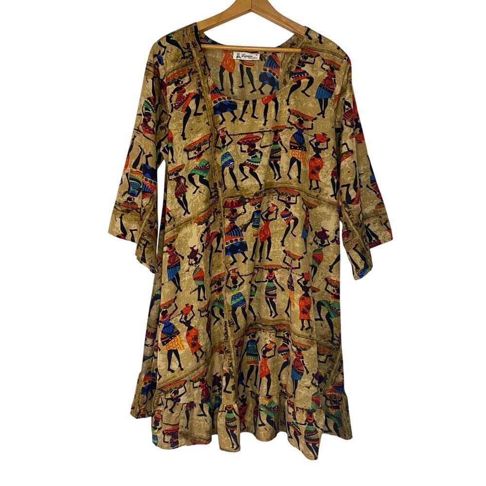 Lapogee African Print Kaftan Oversized Summer Dress Resortwear Size Medium‎